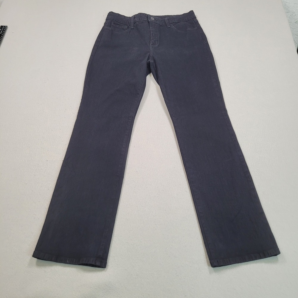 NYDJ Marilyn Straight Leg Jeans Black Denim Size 10P Petite High Rise Stretch - Picture 3 of 13